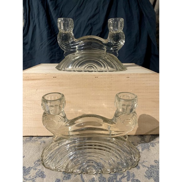 Pair of Vintage Double Light 208 Candlesticks by Slick Glass Company - Picture 3 of 16